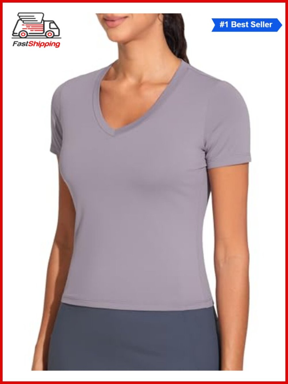 ✨Women's V-Neck Crop Workout Top Slim Fit Yoga Short Sleeve Tee